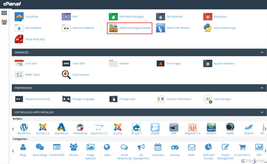 Softaculous dalam Cpanel Softaculous dalam Cpanel