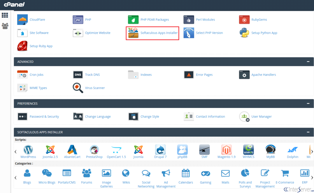 Softaculous dalam Cpanel